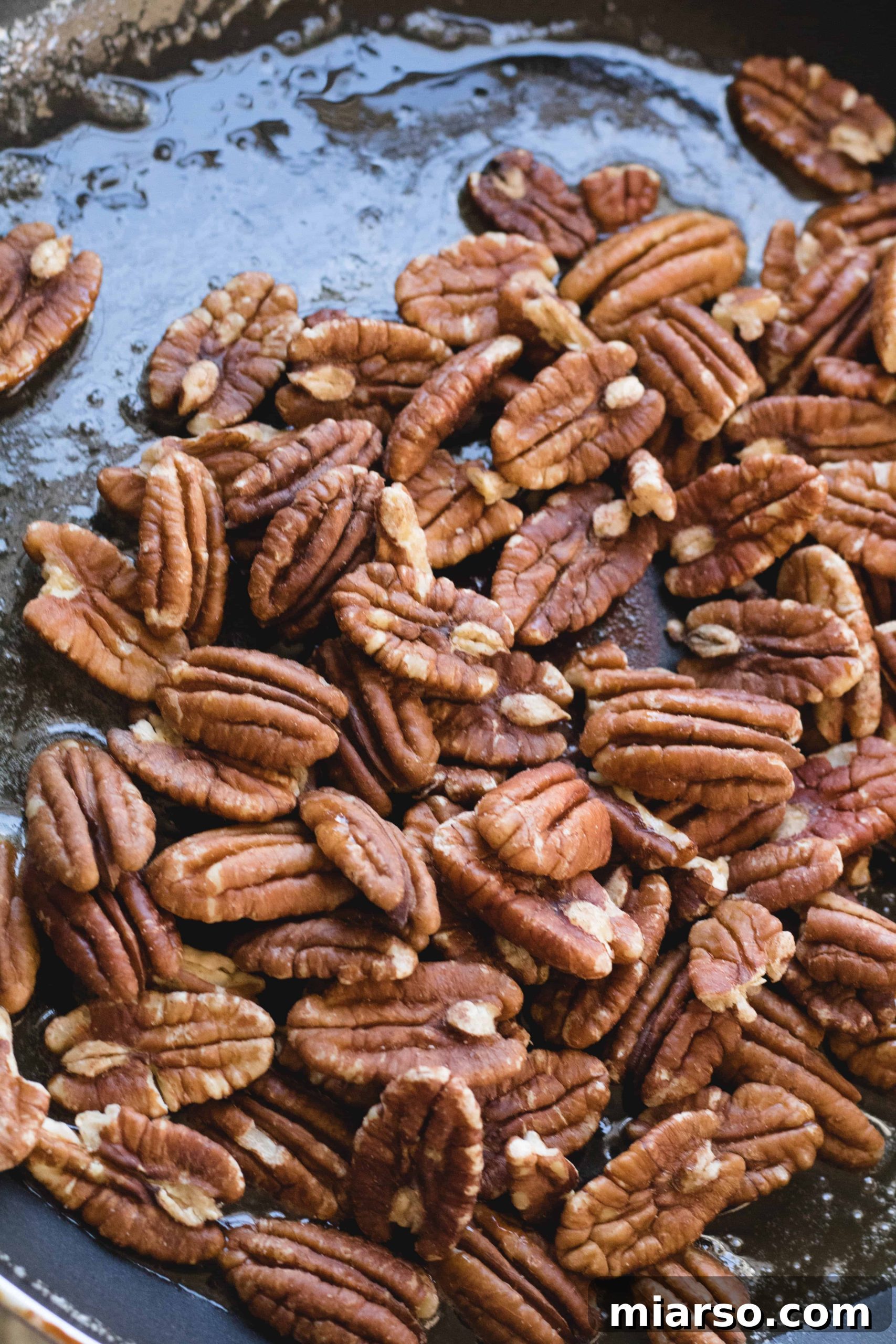 Pecan halves waiting to be candied.