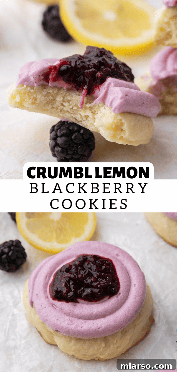 Pin-worthy image of Crumbl lemon blackberry cookies on a plate