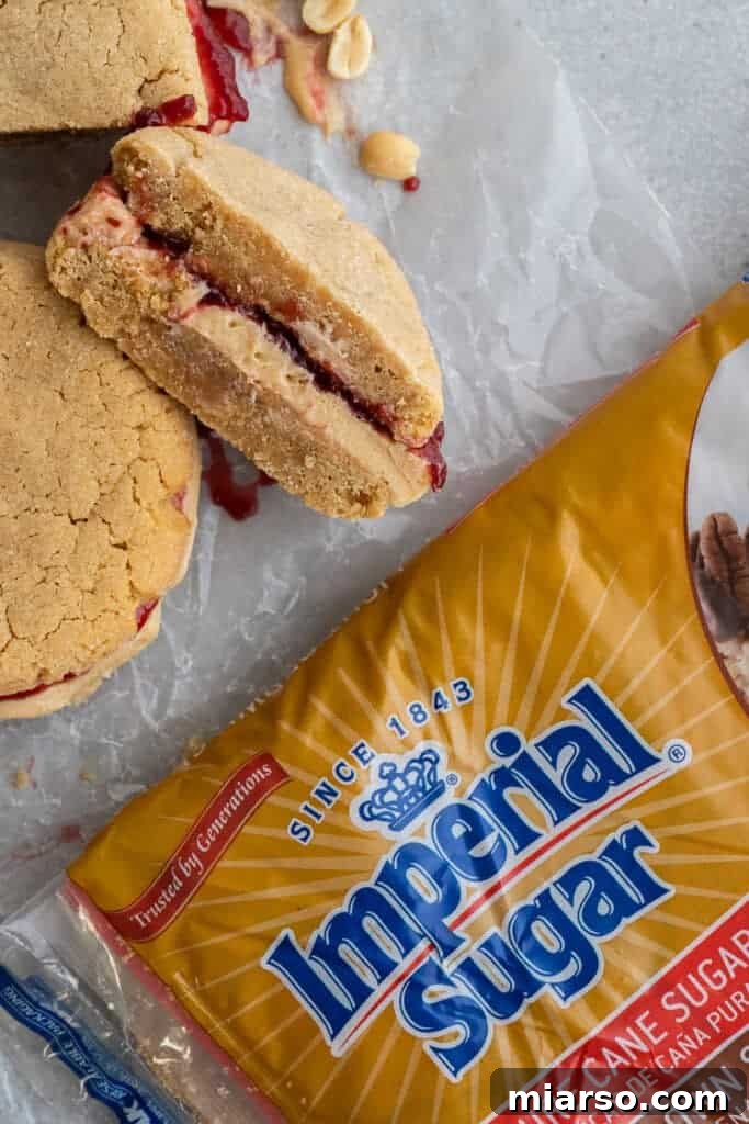 Ultimate Peanut Butter and Jelly Cookie Sandwich 3 Imperial sugar bag with cookies