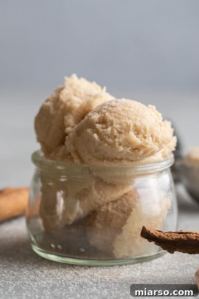 Delicious and safe edible snickerdoodle cookie dough in a bowl
