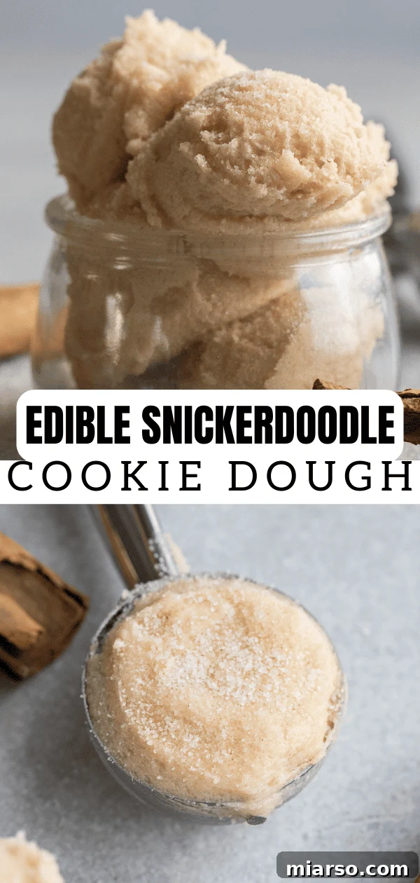 Edible snickerdoodle cookie dough in a jar