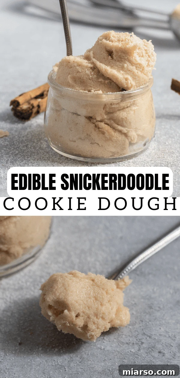 Close-up of edible snickerdoodle cookie dough