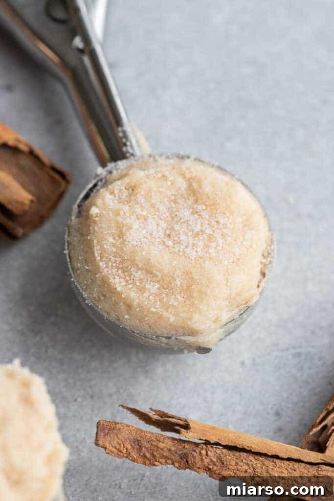 Scoop of edible snickerdoodle cookie dough