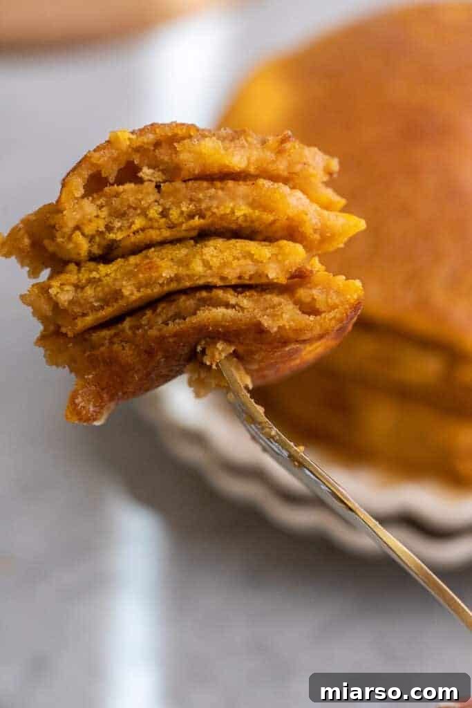 Fluffy pancake mix pumpkin pancakes served on a plate