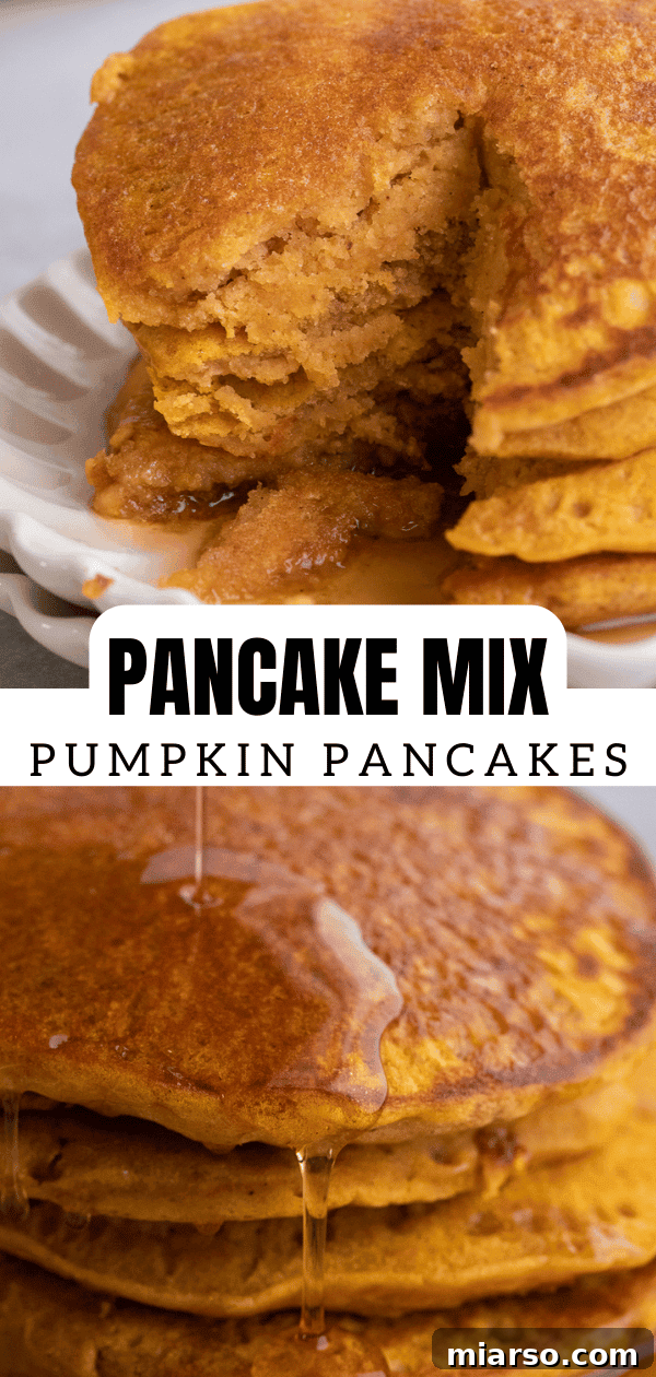Close-up of fluffy pumpkin pancakes with syrup
