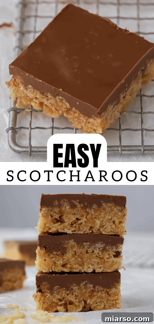 Easy Scotcharoos pin image with a vibrant photo and recipe title.
