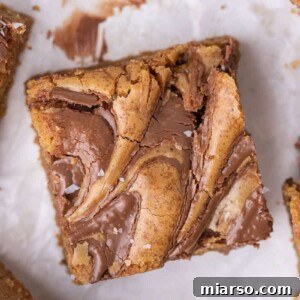 Decadent Nutella Swirl Blondies 12 Close up of Nutella brown butter blondies