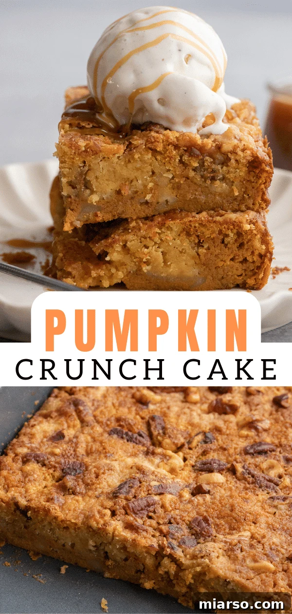 Full view of Pumpkin crunch cake in a baking dish
