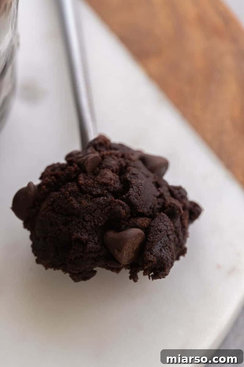 Spoonful of edible brownie batter