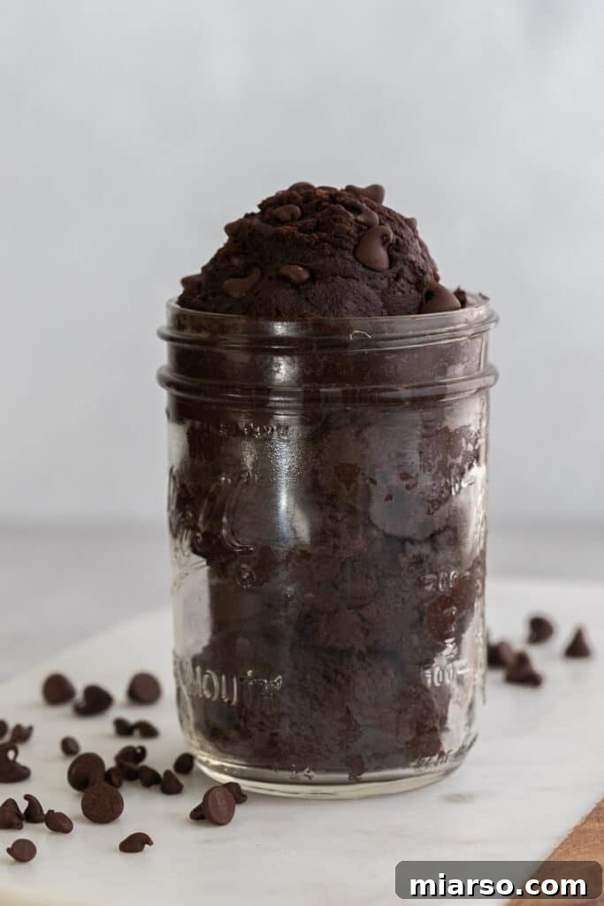Edible brownie batter in a small bowl