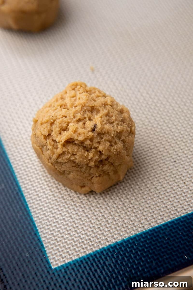 Cookie dough on a baking sheet