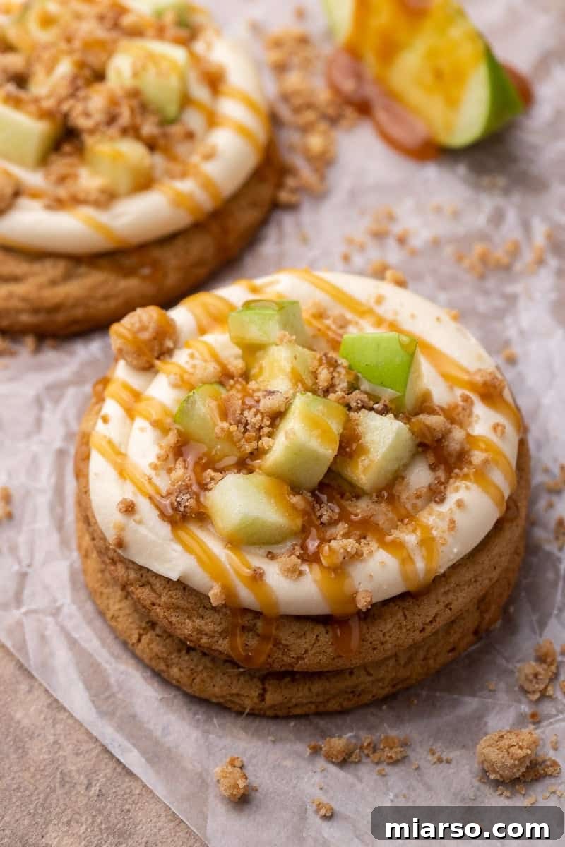 Stacked caramel apple cookies