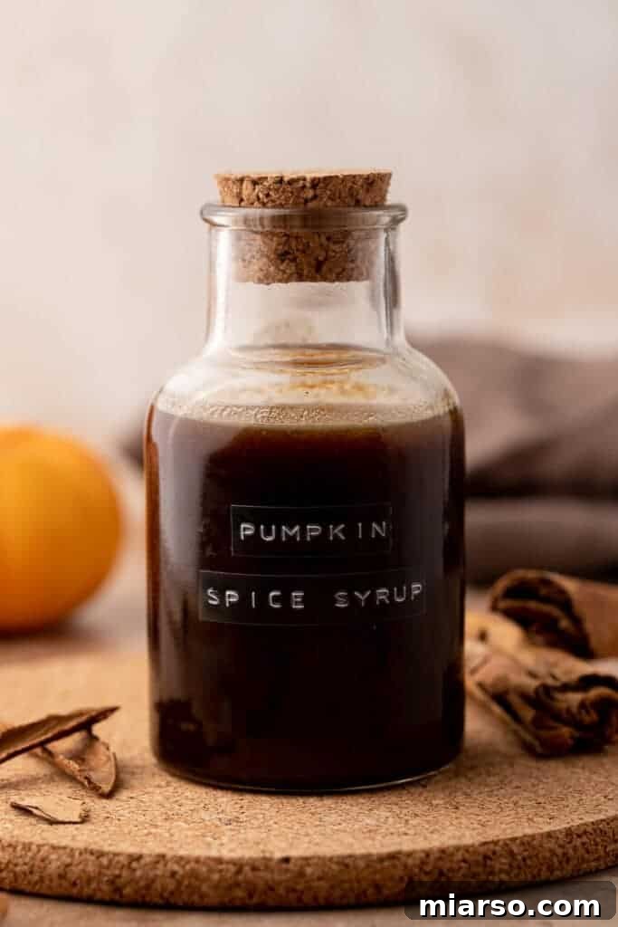 Pumpkin spice latte syrup in bottle