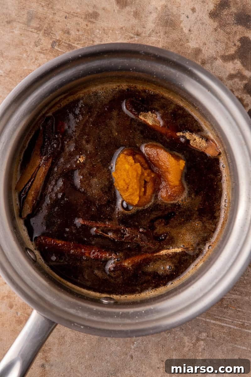 Wet ingredients in a pot