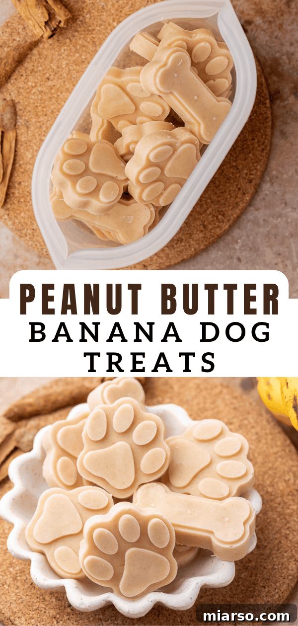 Frosty Peanut Butter Banana Pupsicles 14 Third pin option for frozen peanut butter banana dog treats