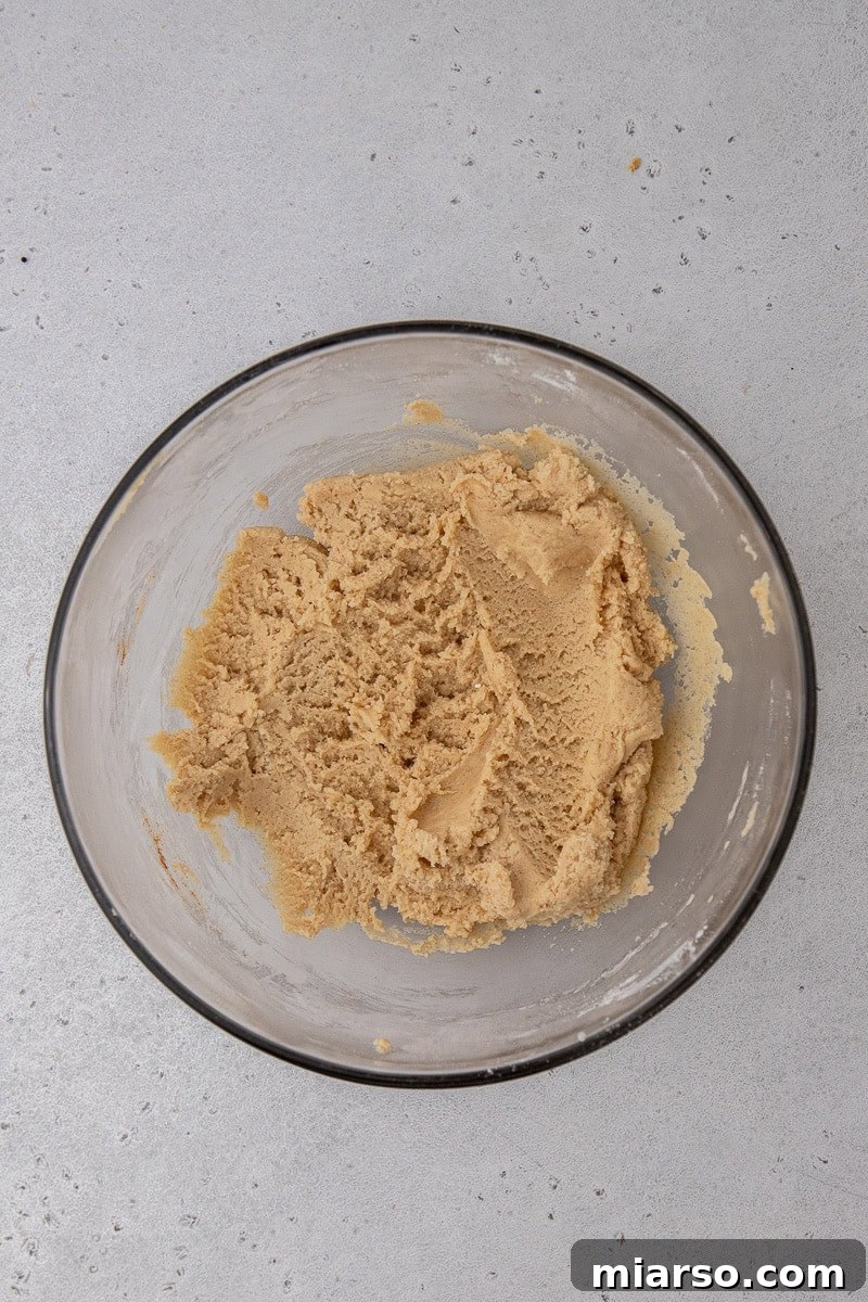 Cookie dough in a mixing bowl