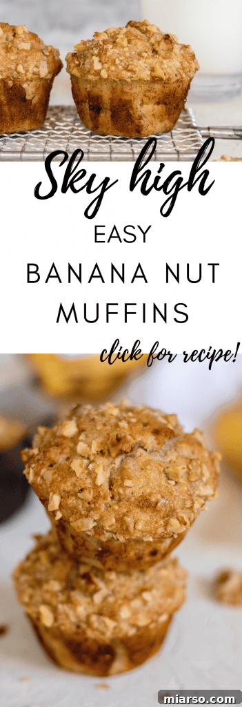 Bakery-Style Banana Walnut Muffins 25 Pin for later: Delicious banana walnut muffin recipe, tall and fluffy