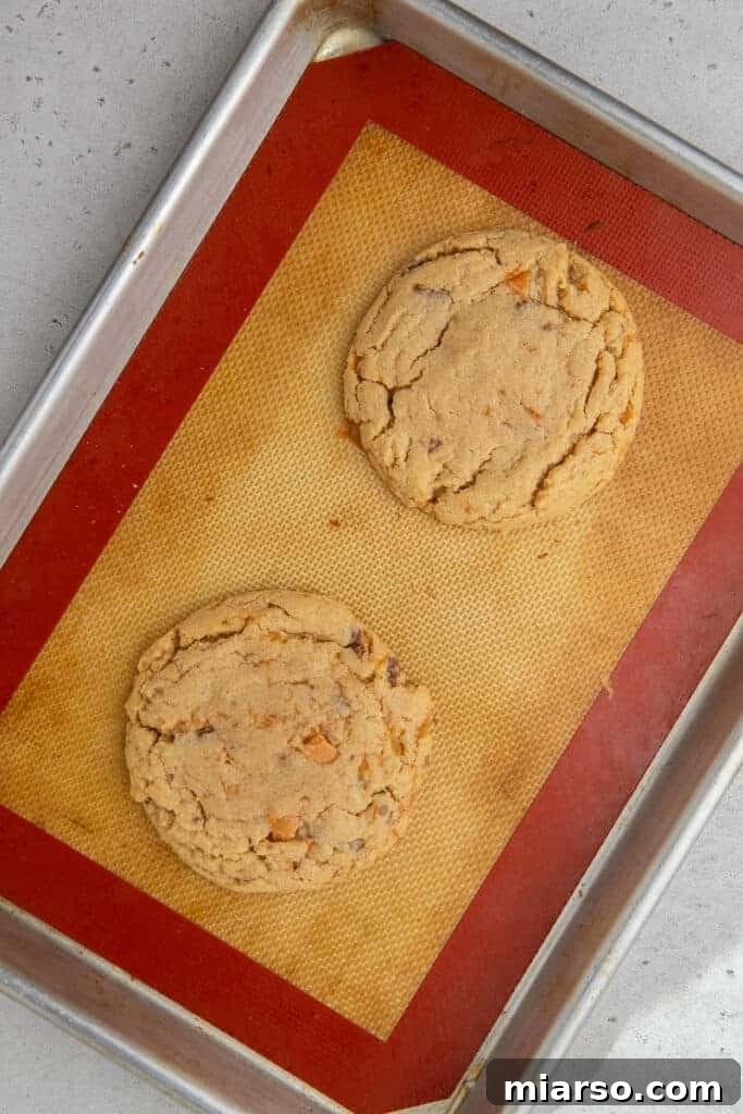 Ultimate Soft and Chewy Butterfinger Cookies 9 Baked Crumbl Butterfinger peanut butter cookie topped with melted chocolate and crushed candy