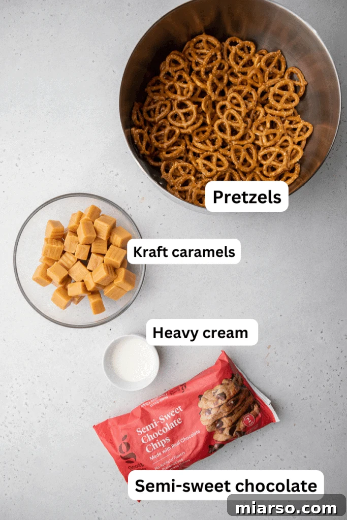Decadent Salted Caramel Pretzel Bark 3 Ingredients on the counter