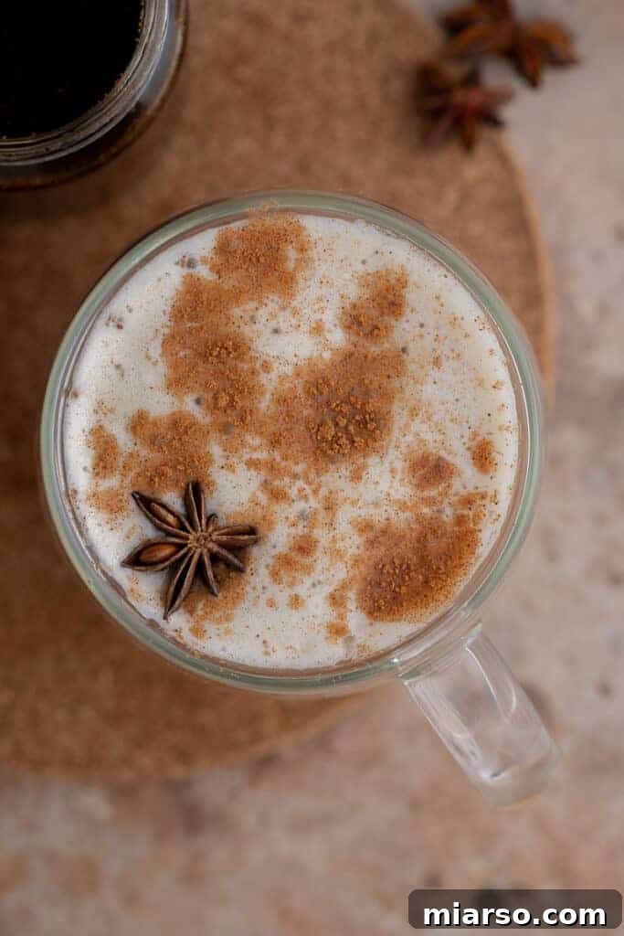 overhead shot of latte