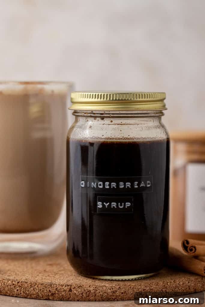 Gingerbread syrup in a jar