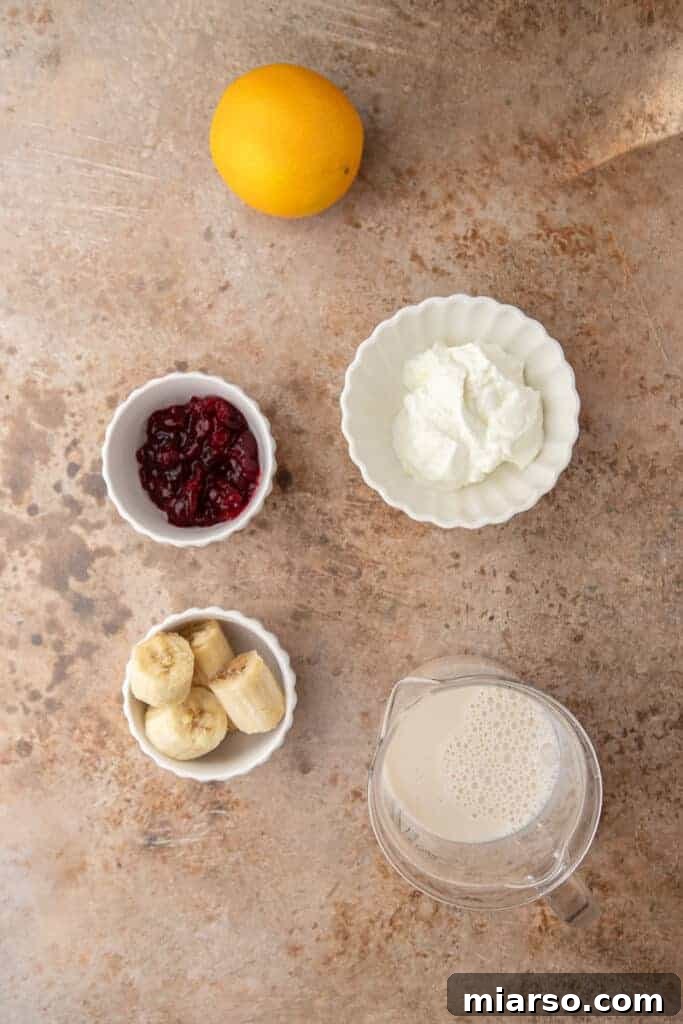Cranberry Sauce Revival Smoothie 3 Ingredients on the counter