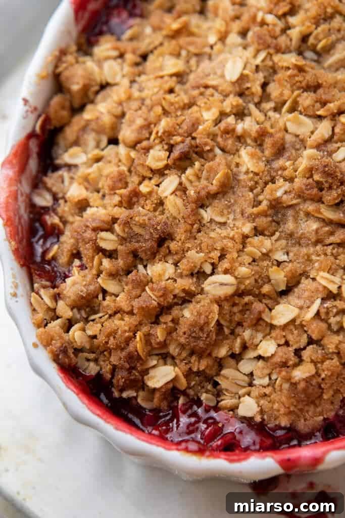 Close up of the crisp dessert