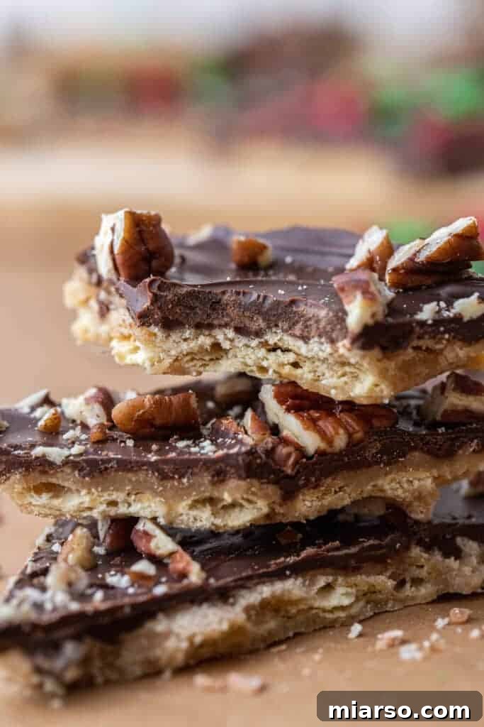 Close up of Christmas crack with pecans