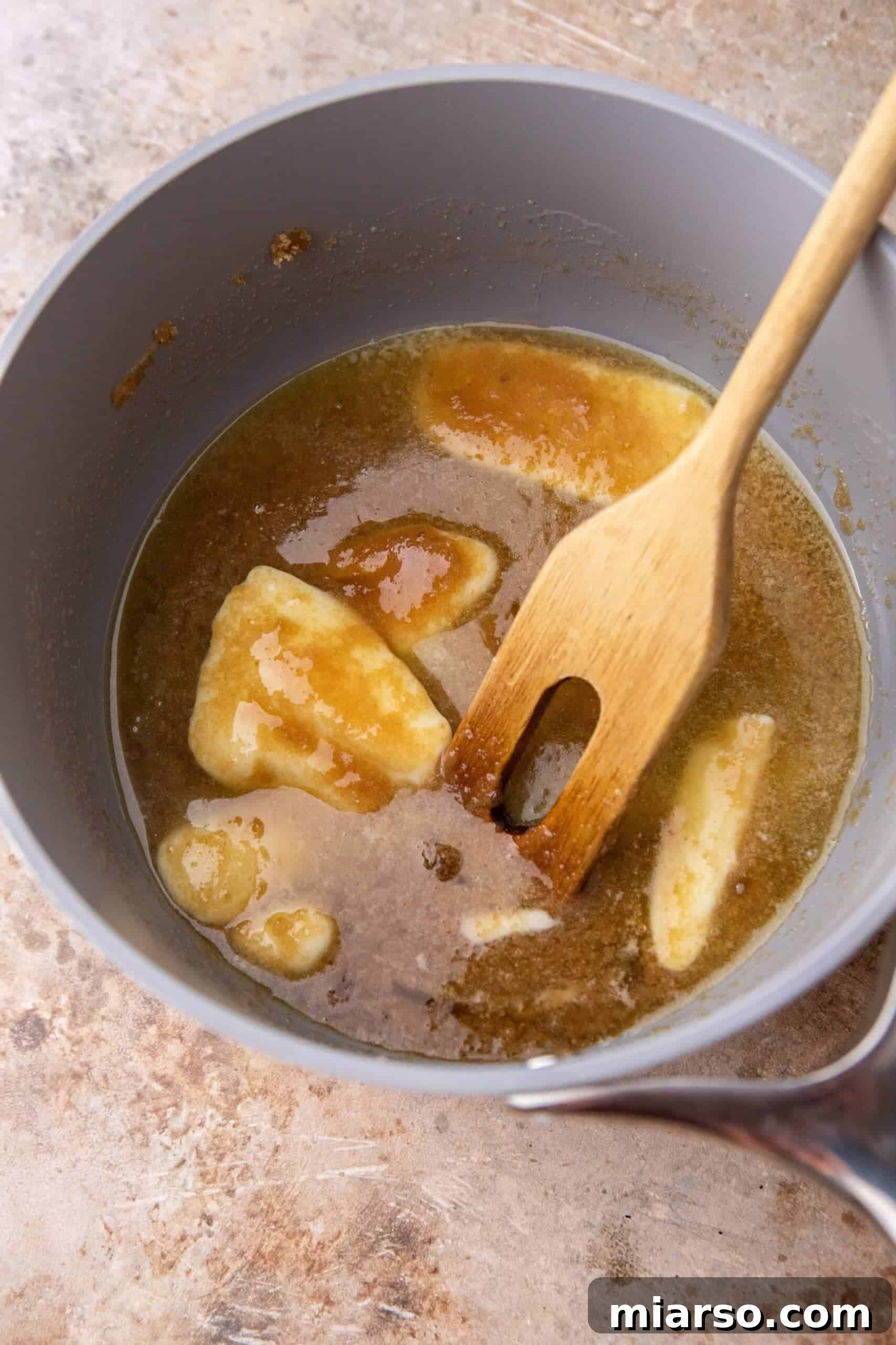 Toffee mixture in a pot