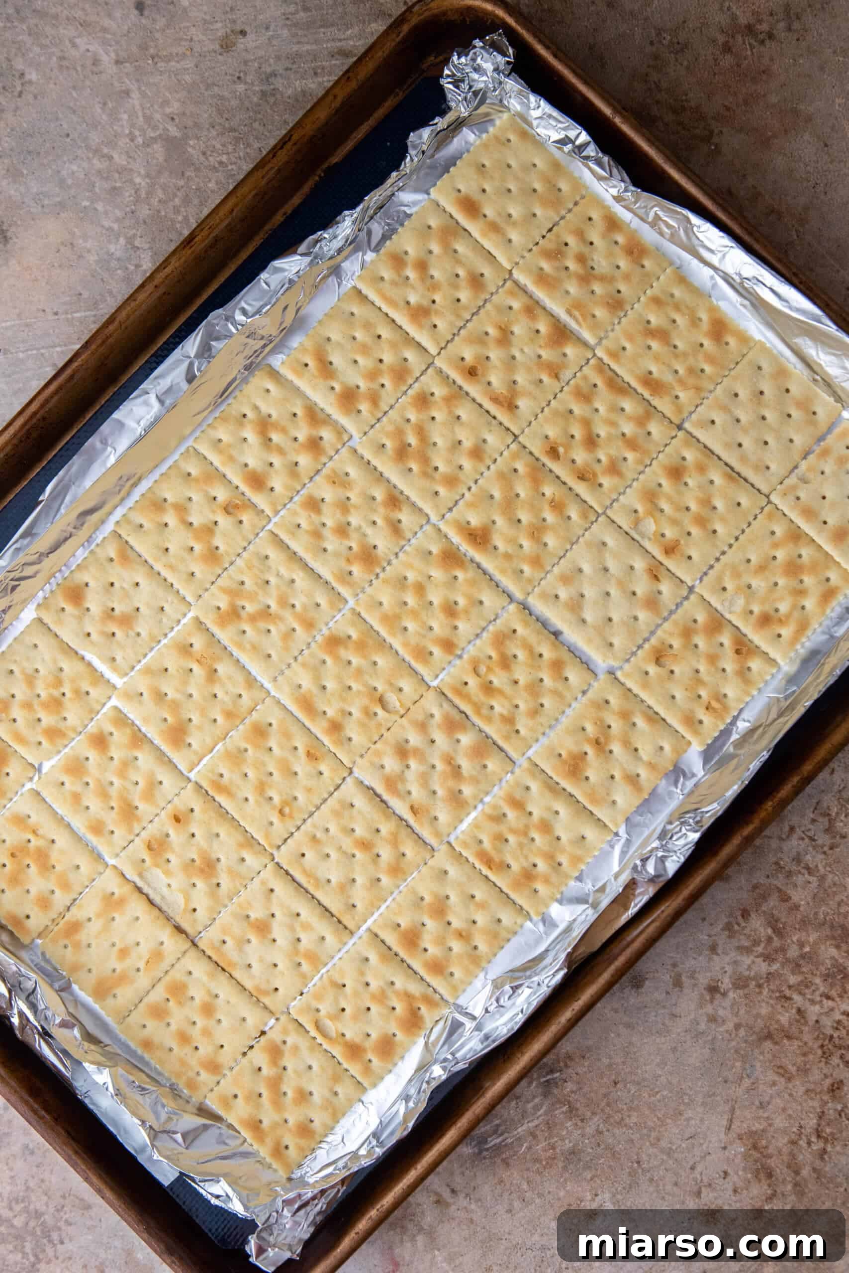 Saltines on a pan