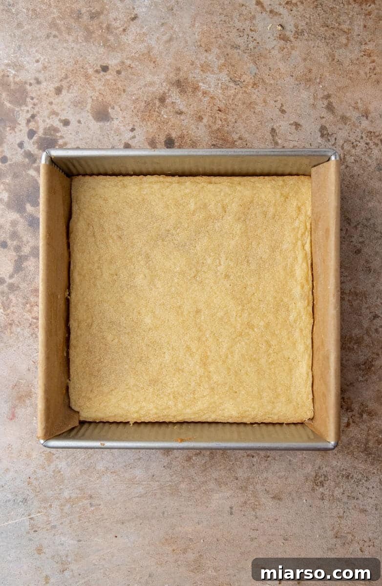 Baked sugar cookie bars cooling in the pan