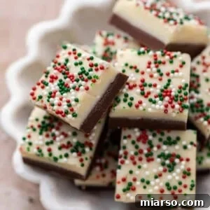Close up of Christmas fudge squares