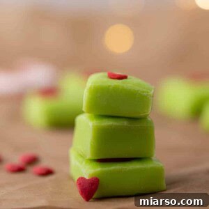 Grinch's Heart-Melting Fudge 10 Stack of thick green grinch fudge