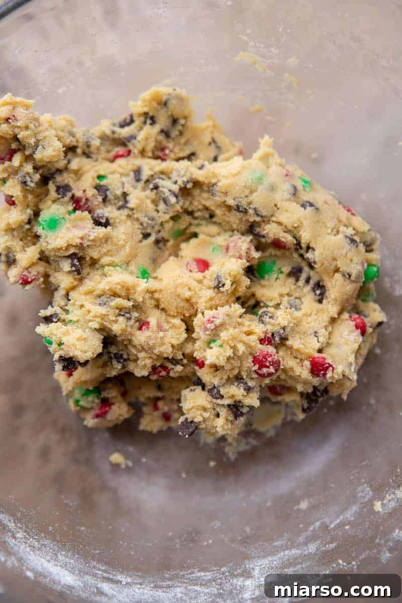 Ultimate Holiday M and M Chocolate Chip Cookies 7 m&m cookie dough