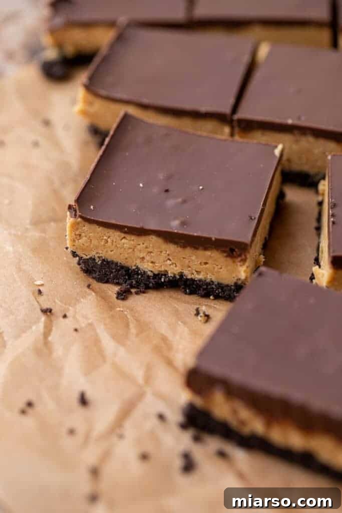No-Bake Peanut Butter Oreo Bars 12 Sliced peanut butter bars