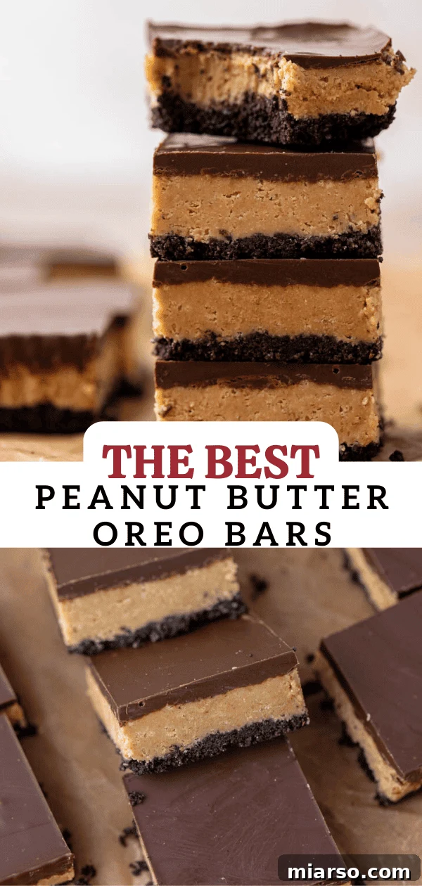 No-Bake Peanut Butter Oreo Bars 16 Close up of Peanut butter Oreo bars
