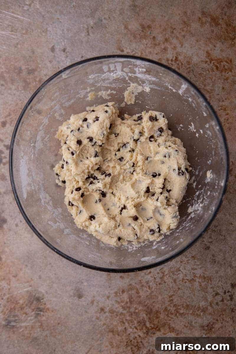 Ultimate Chocolate Chip Cut-Out Cookies 5 chocolate chip cookie dough in a bowl