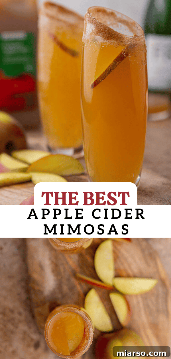 Sparkling 5-Minute Apple Cider Mimosas 10 A vibrant collection of apple cider mimosas, ready for a party or brunch.