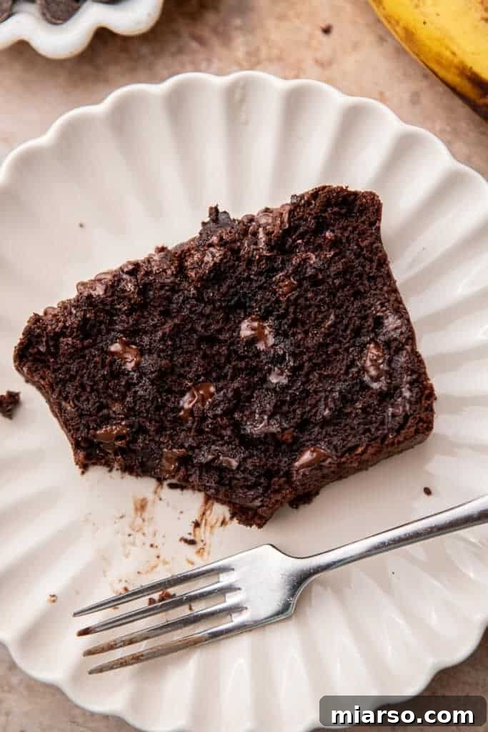 Decadent Double Chocolate Banana Bread 2 Slice of double chocolate banana bread