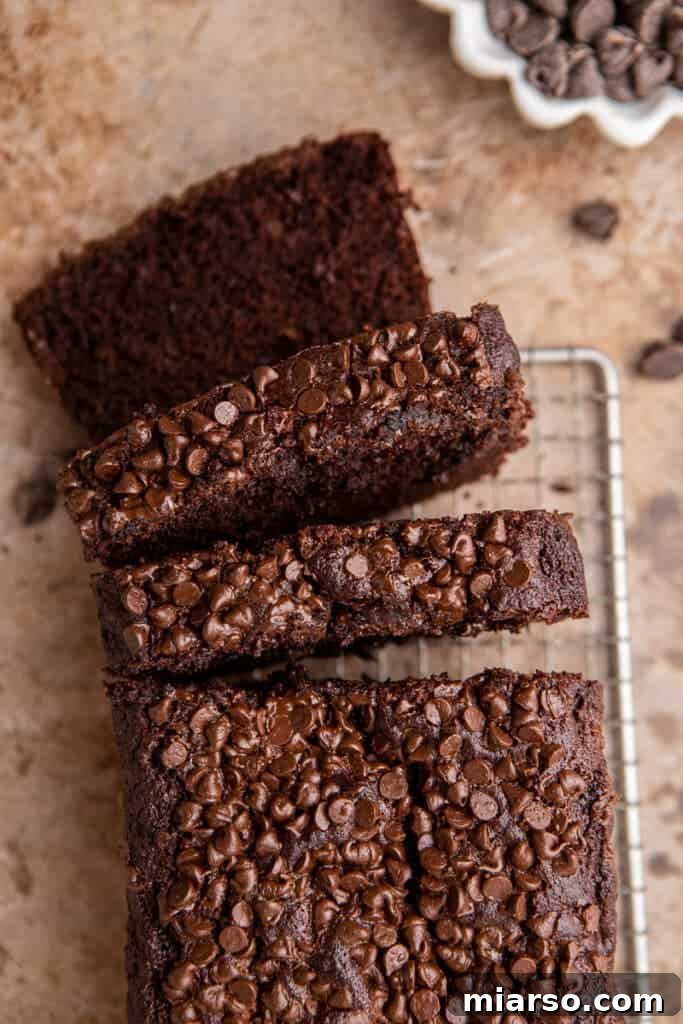 Decadent Double Chocolate Banana Bread 11 Overhead shot of banana bread
