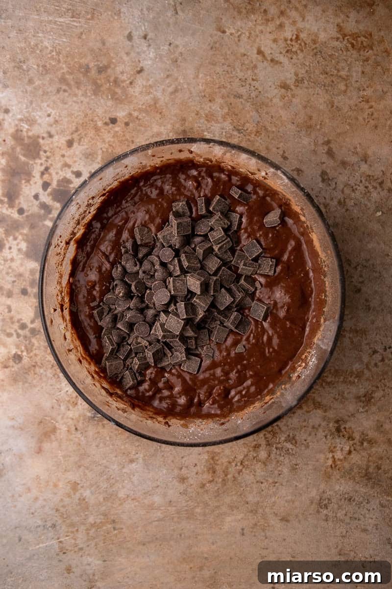 Decadent Double Chocolate Banana Bread 6 Chocolate banana bread batter in a bowl