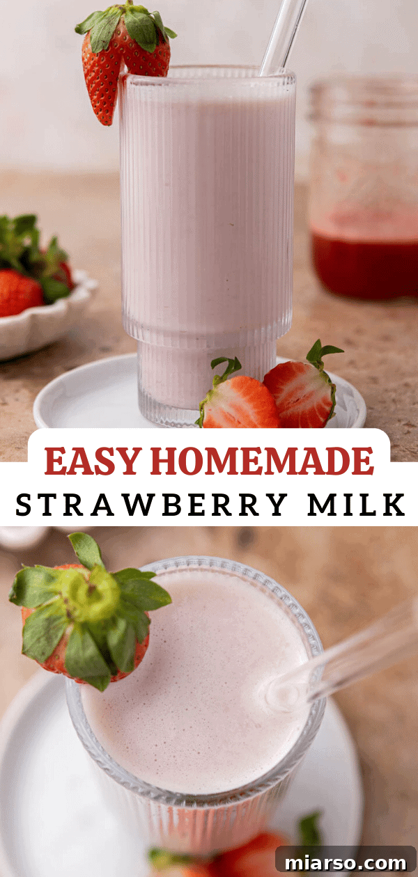 Homemade Strawberry Milk Made Easy 13 Image collage for Pinterest