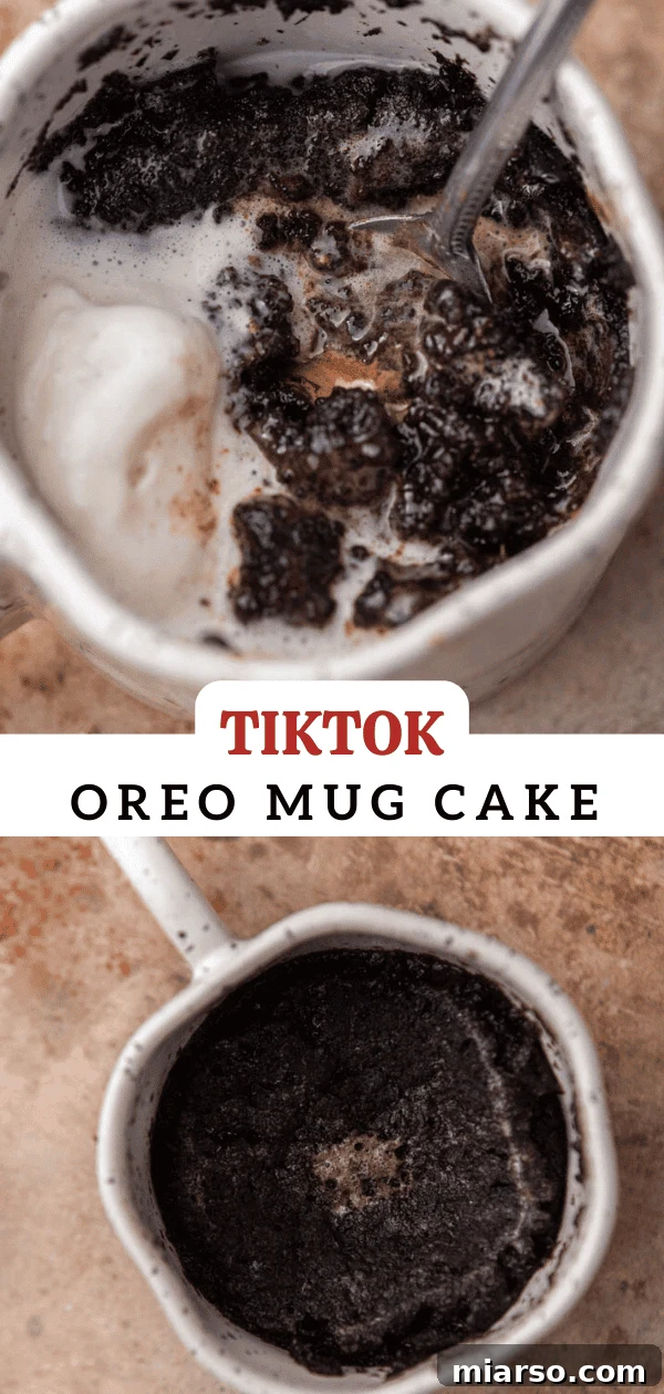 TikTok Oreo Lava Mug Cake 10 Pinterest collage for Oreo mug cake