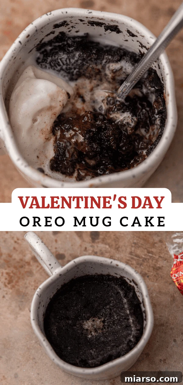 TikTok Oreo Lava Mug Cake 11 Pinterest collage for Oreo mug cake