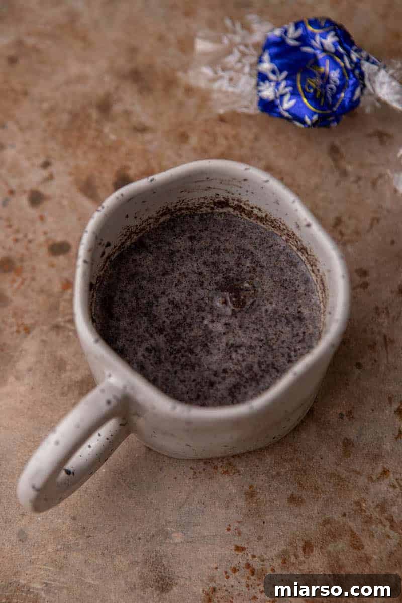 TikTok Oreo Lava Mug Cake 5 Oreo cake batter in a mug