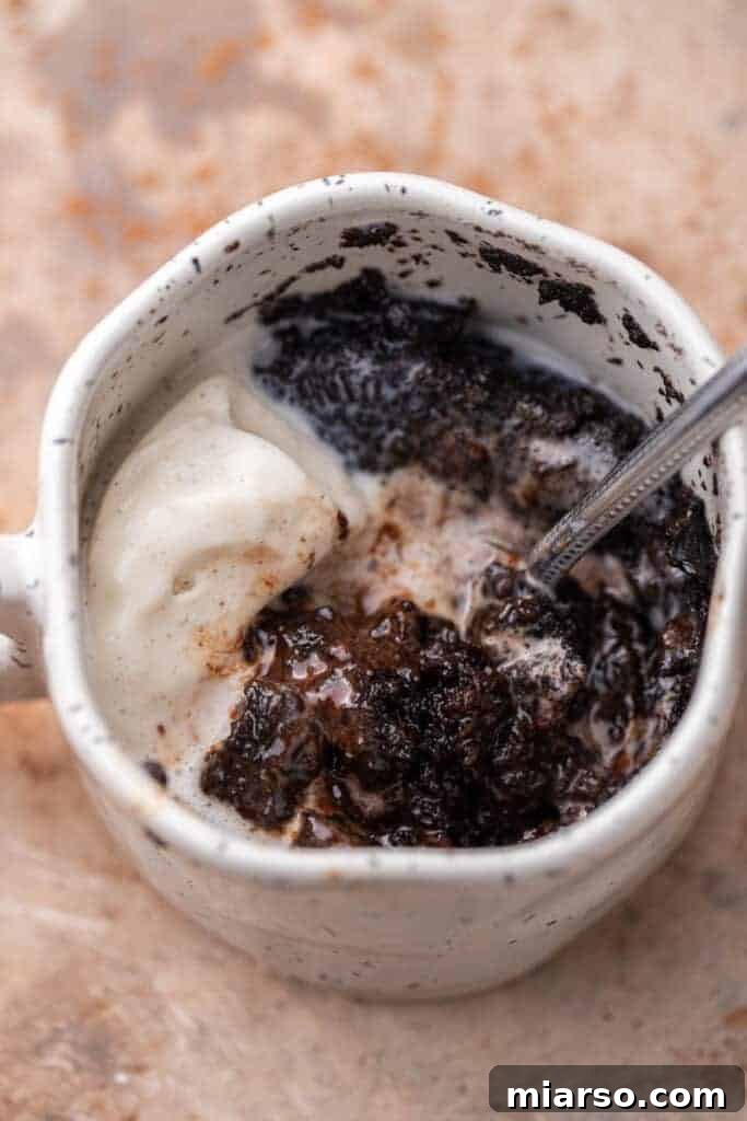 TikTok Oreo Lava Mug Cake 7 Tiktok Oreo mug cake with ice cream