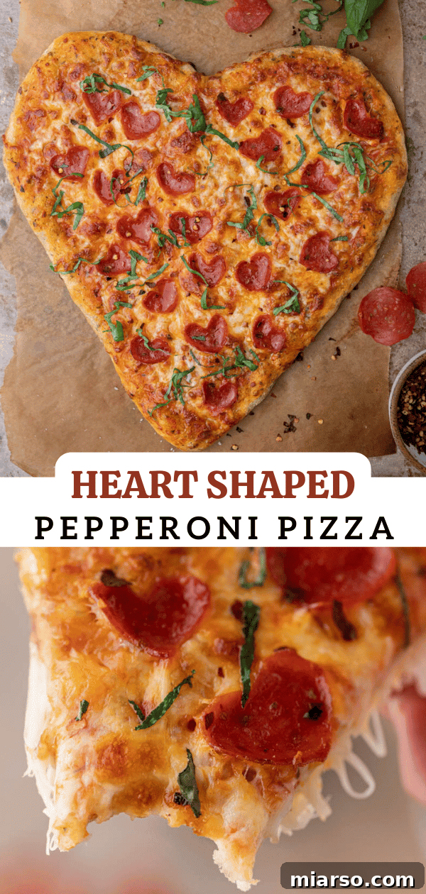Pinterest collage featuring delicious heart-shaped pizzas for Valentine's Day