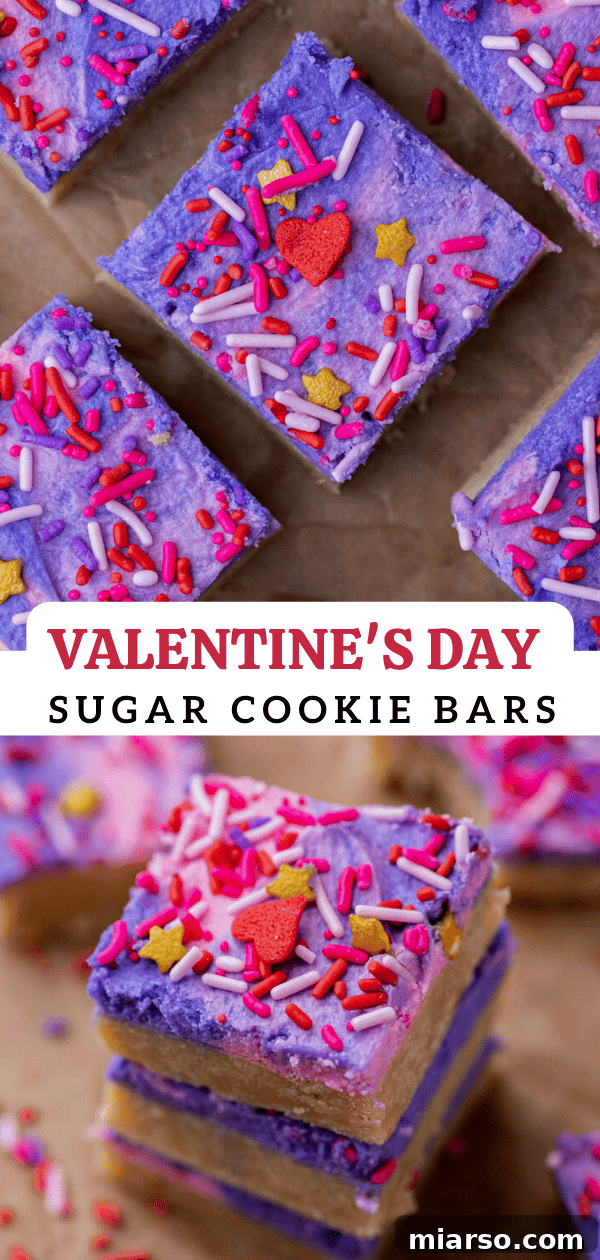 Sweetheart Sugar Cookie Bars 15 Valentine's day sugar cookie bars on a serving tray