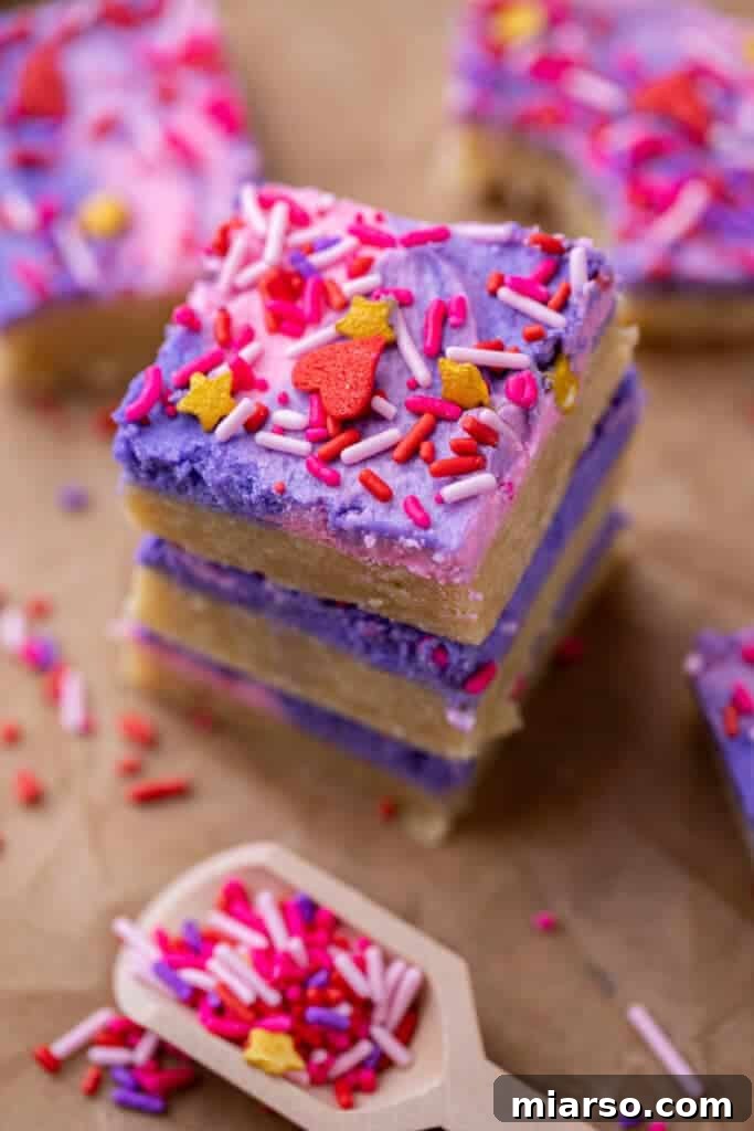 Sweetheart Sugar Cookie Bars 10 Valentine's sugar cookie bars with a bite taken out