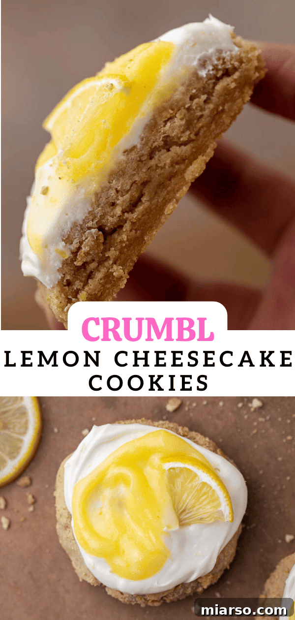Luscious Lemon Crumbl Cheesecake Cookies 17 Close-up of Crumbl lemon cheesecake cookies with lemon slices